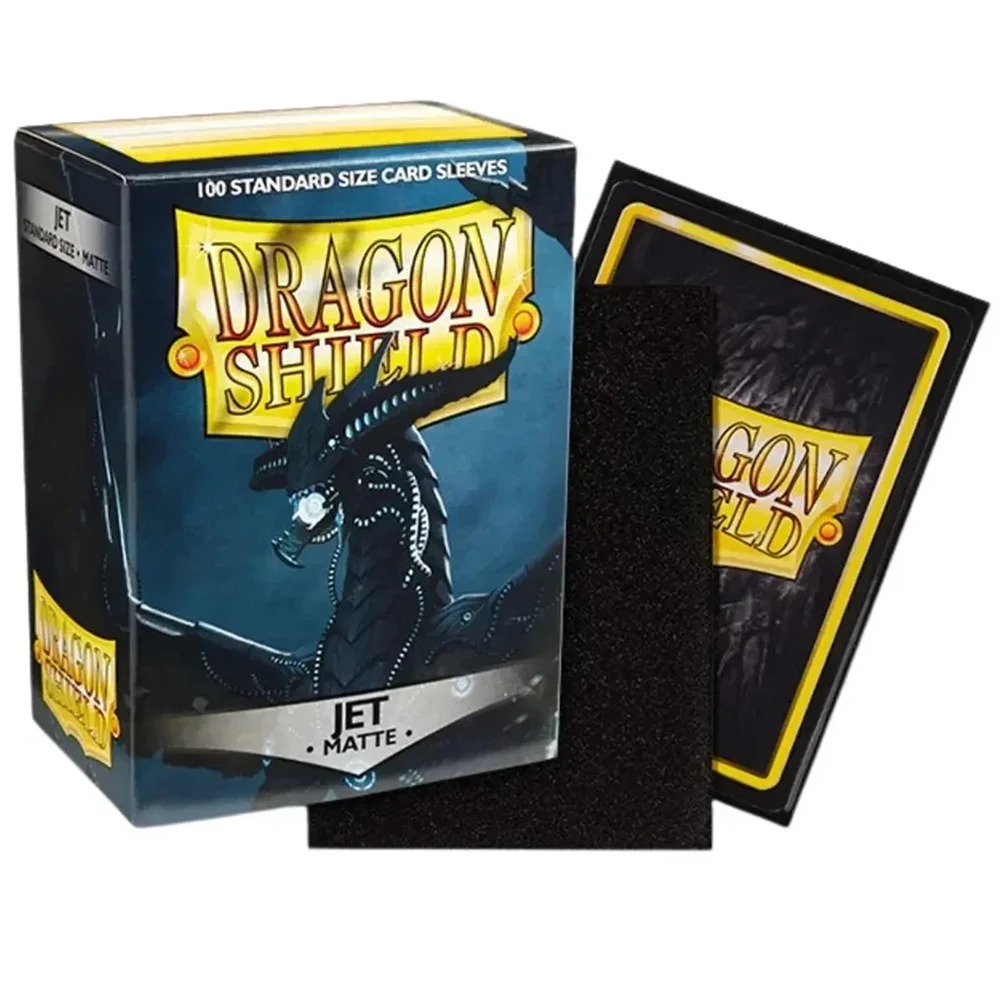 

100ct Jet Dragon Shield Card Sleeves Black Standard Size Perfect Fit TCG Cards Protectors Display Case