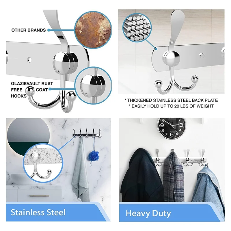 

ABWR-Настенная вешалка для стены - Крючки для одежды из нержавеющей стали (2 шт.) - Прочные крючки для одежды Настенные крючки для одежды - Настенные крючки для настенной вешалки