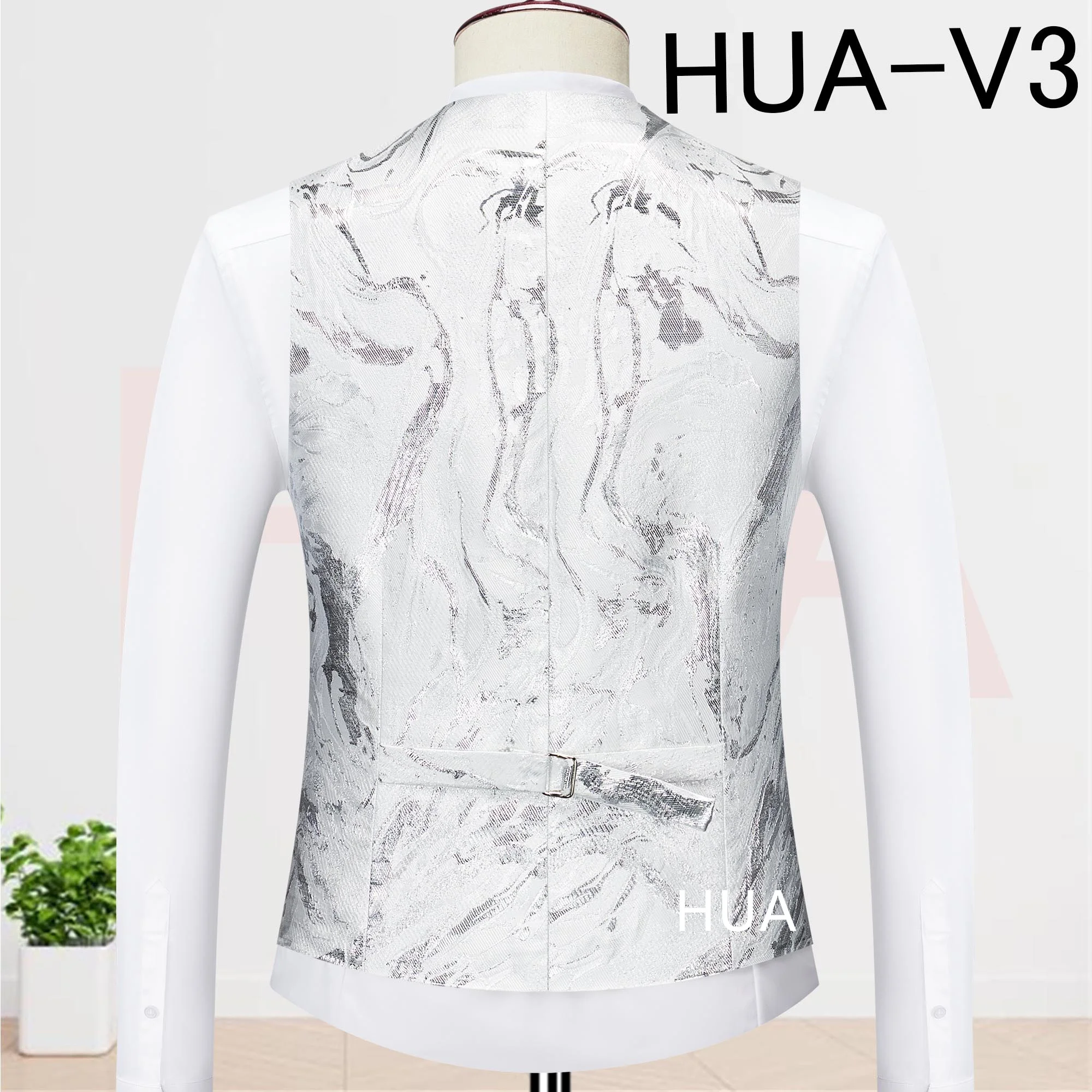 Thorndike Customized Men's Casual Pattern Suit Vest V Neck 5 Buttons Slim Fit Party Men Wedding Groom Waistcoat Dance Show Vest