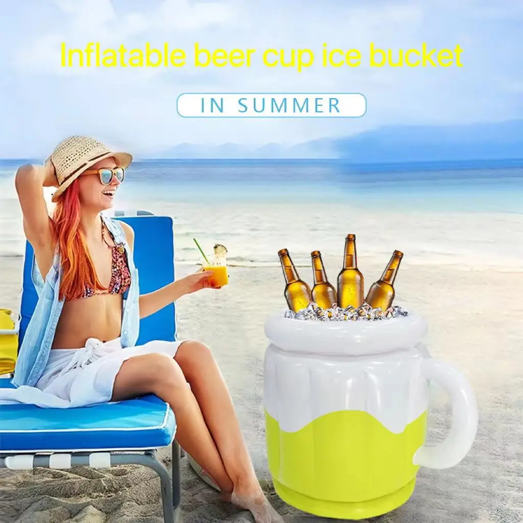 

Novelty Outdoor Inflatable Drinks Holder Ice Bucket Portable Thicken PVC Beer Cup for Water Beach Party Camping Picnic Gifts