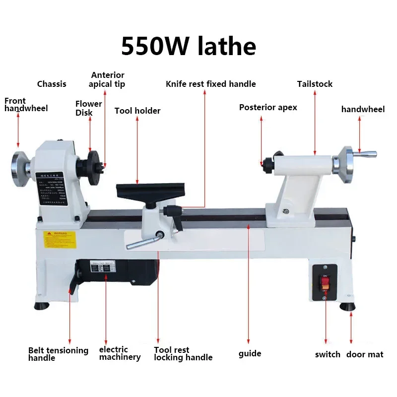 

New Large 550W Woodworking Lathe Micro Small Machine Tool Wood Spinning Machine Lathe Bead Lathe Simple Bead Machine
