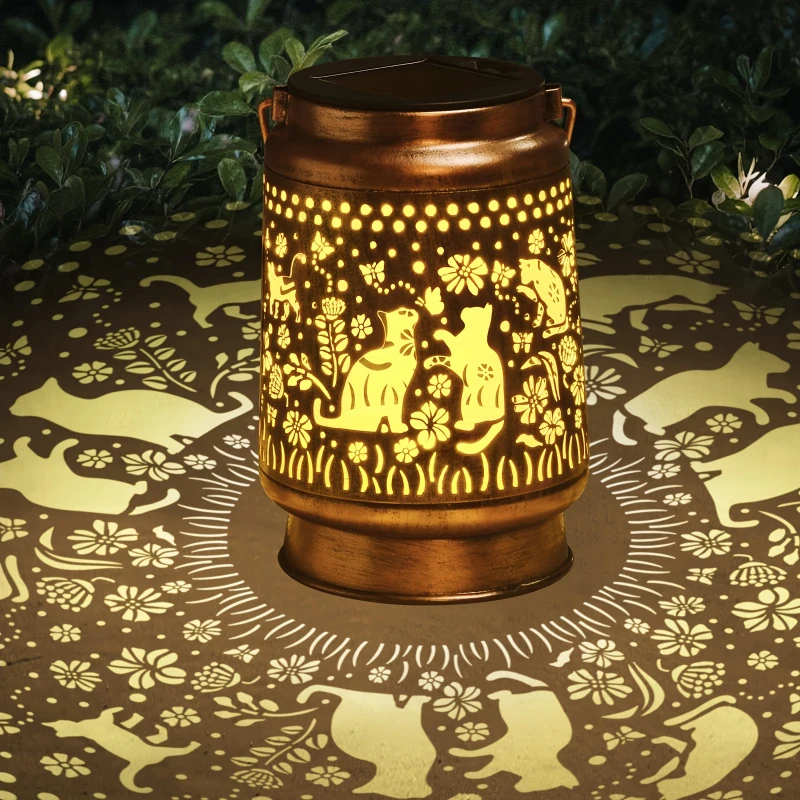 

Солнечный фонарь для кошек на открытом воздухе - водонепроницаемый металлический декоративный светильник IPX4 | Подарок на день рождения Cat Lover для мамы/женщин | Двор/Пао/Газонок Соль