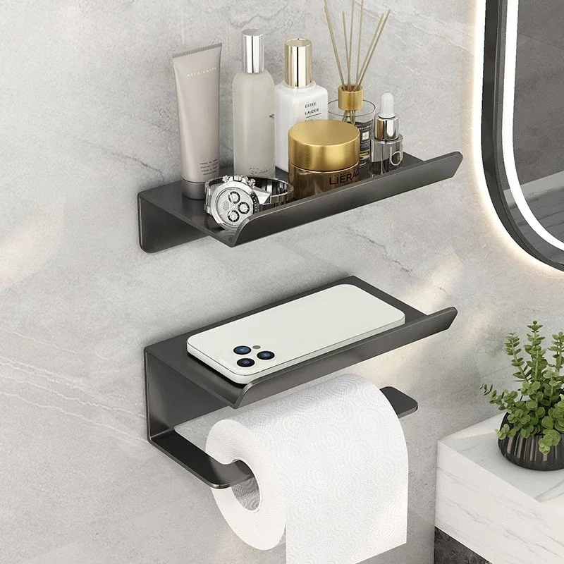 Bathroom Paper Towel Rack Bathroom Shelf Toilet Paper Roll Paper Put Phone Hanging Rack Wall-mounted Kitchen Storage Wall Shelf