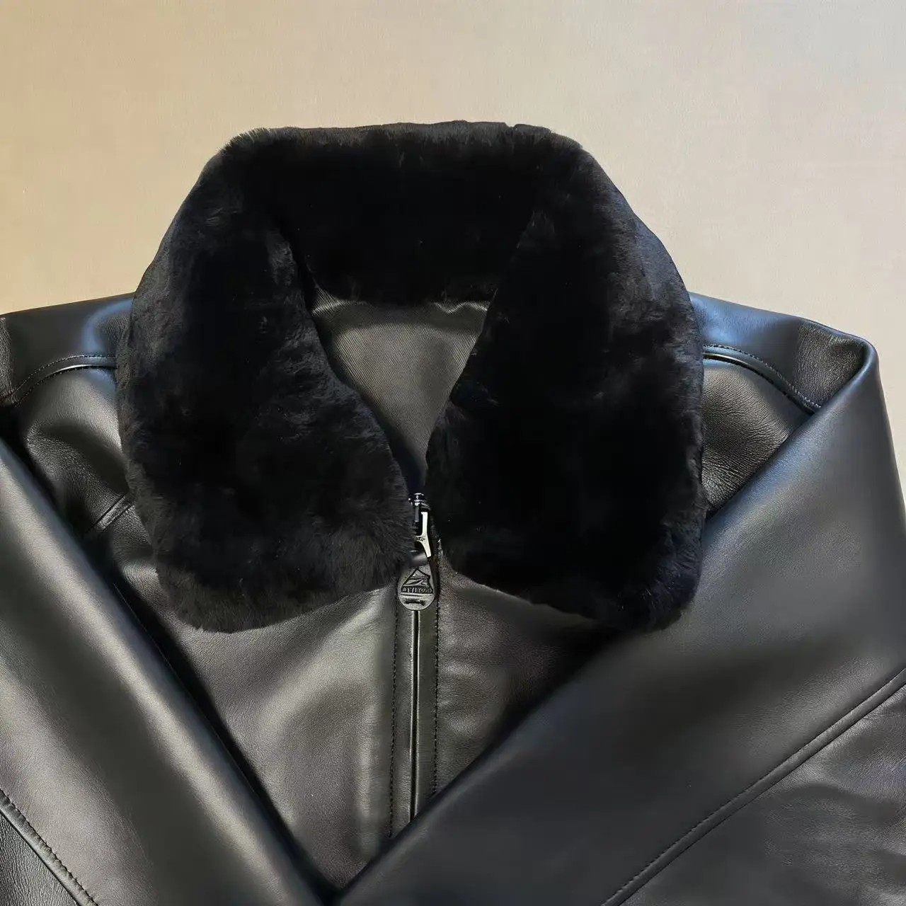 Winter G1 Top Gun Jacken-Zubehör Abnehmbarer Schaffell-Wollkragen Braun Schwarz Original Pelzkragen für Herren-Oberbekleidung – Detail 17