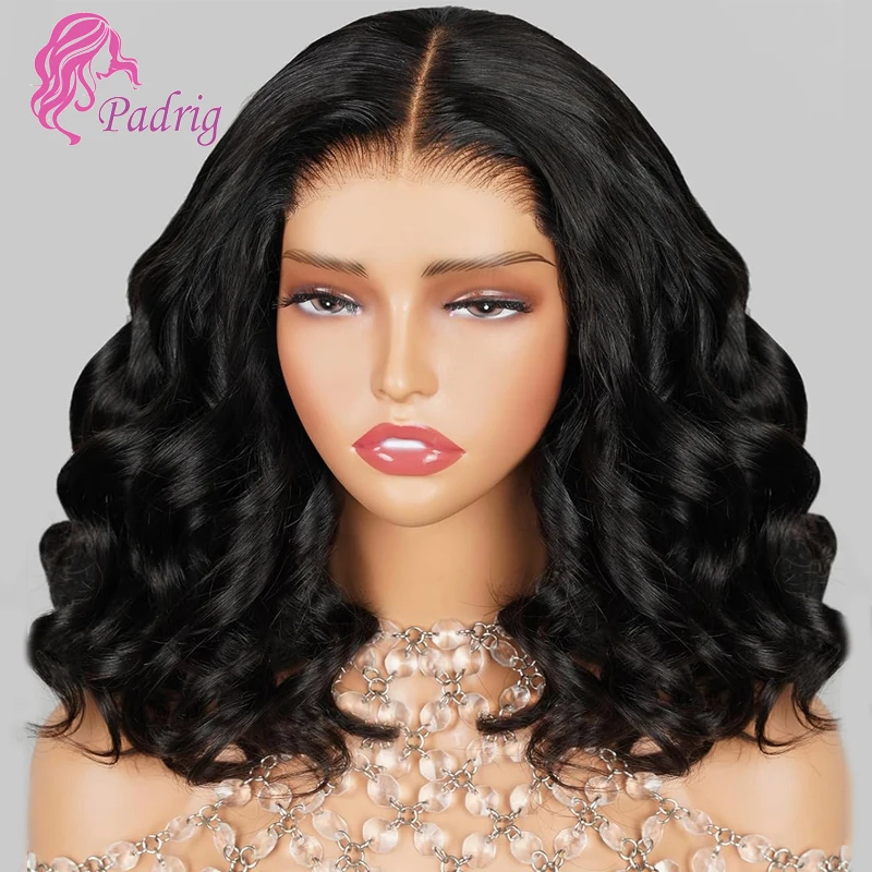 180% Density 4x4 5x5 Lace Closure Wig Loose Wave Lace Frontal Human Hair Wigs For Women Natural Color Fringe Bob Wig Indain Remy