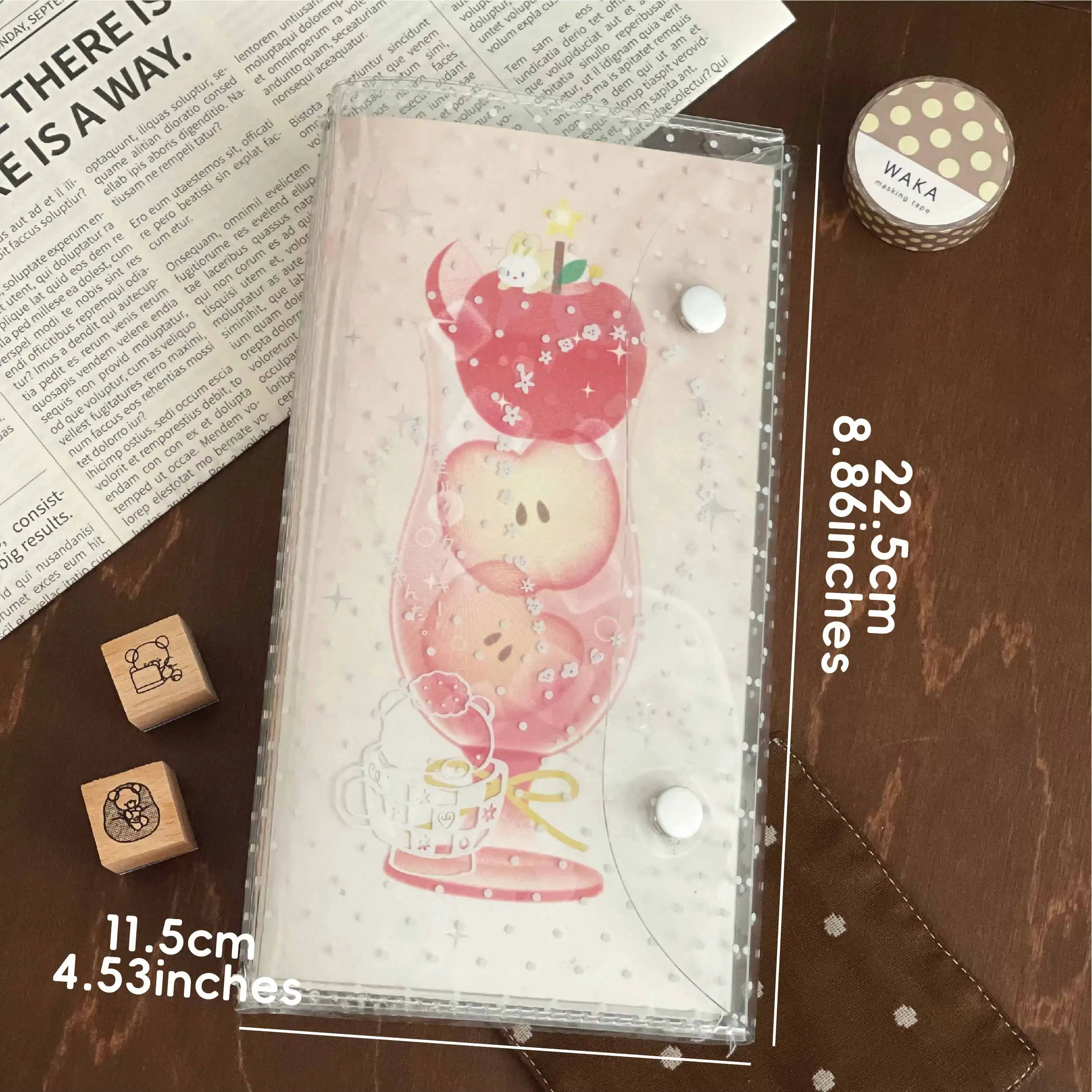 WAKAWAKA TN Binder Dotty Teacup Bear Buku Catatan Lucu untuk Paspor TN/Standar TN untuk Seni Kerajinan DIY Album Jurnal Perencana