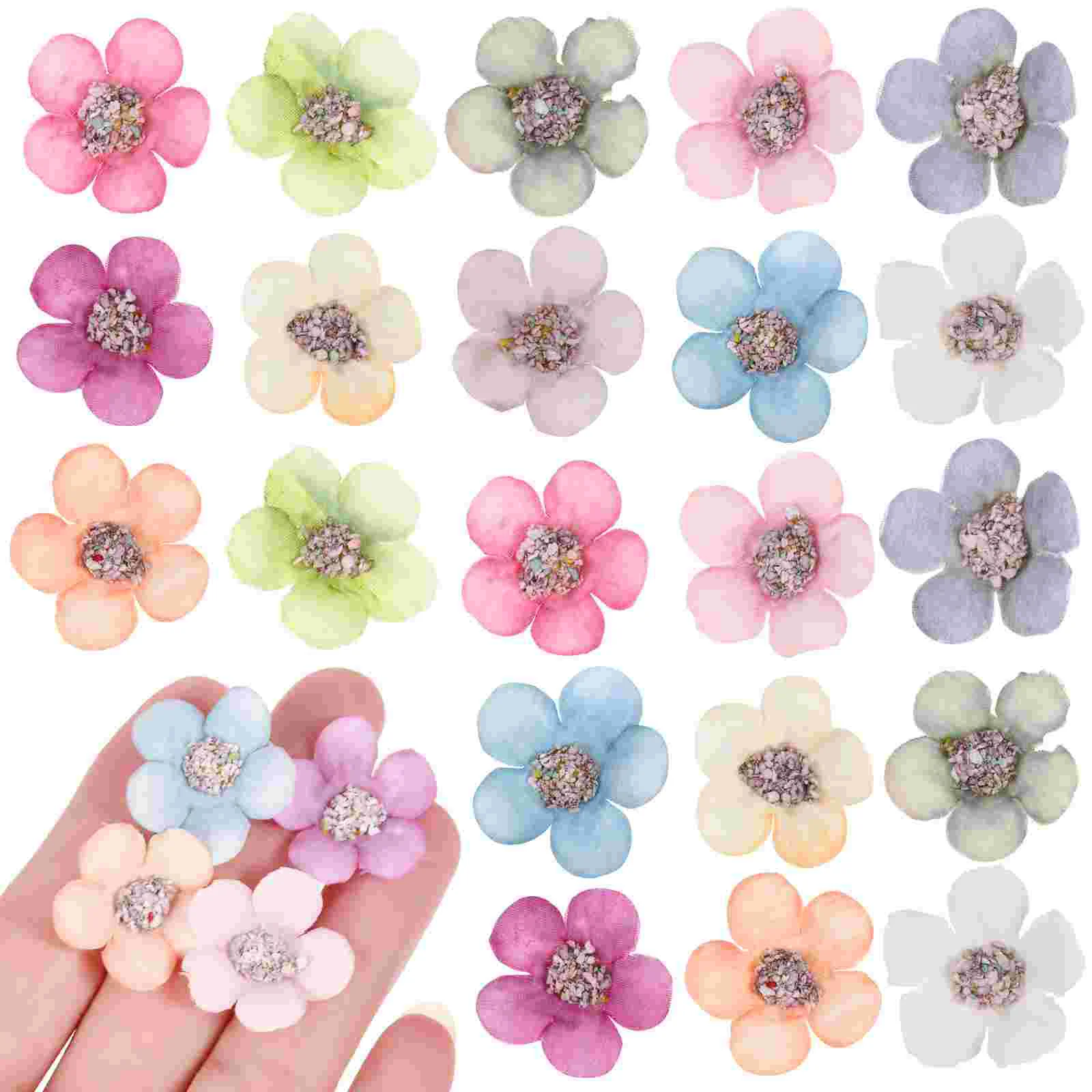 

50 Pcs Cloth Flowers Artificial Bride Floral Decor Mini Fabric Silk Daisy Heads