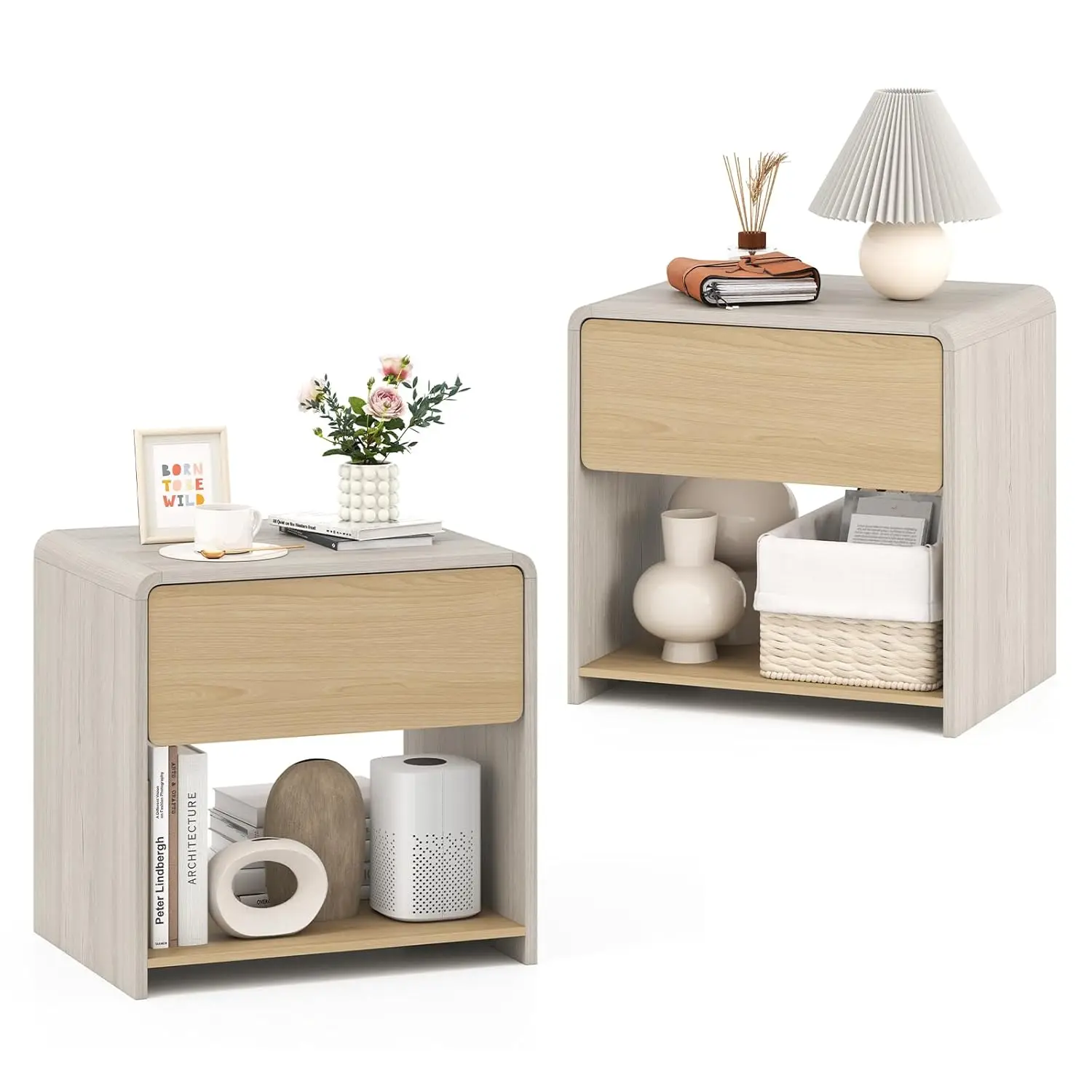 

Деревянная прикроватная тумба с выдвижным ящиком и открытой полкой для хранения, для спальни, компактная, из дуба, на заказ