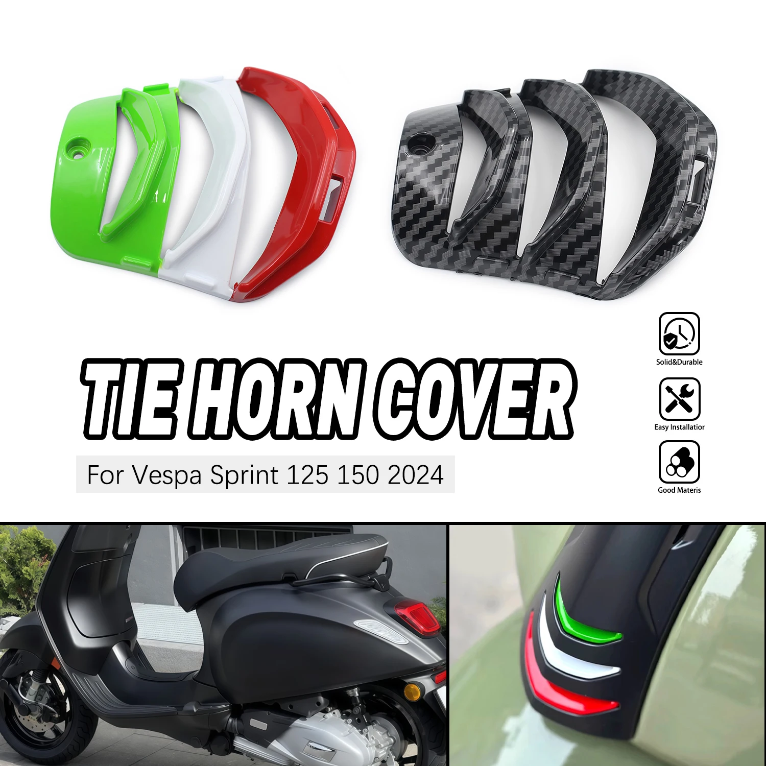 

Motorcycle Parts For Vespa Sprint 125 150 2024 2025 Horn Cover Inlay Tie Grill Protector Decorate Guard ABS accessories moto