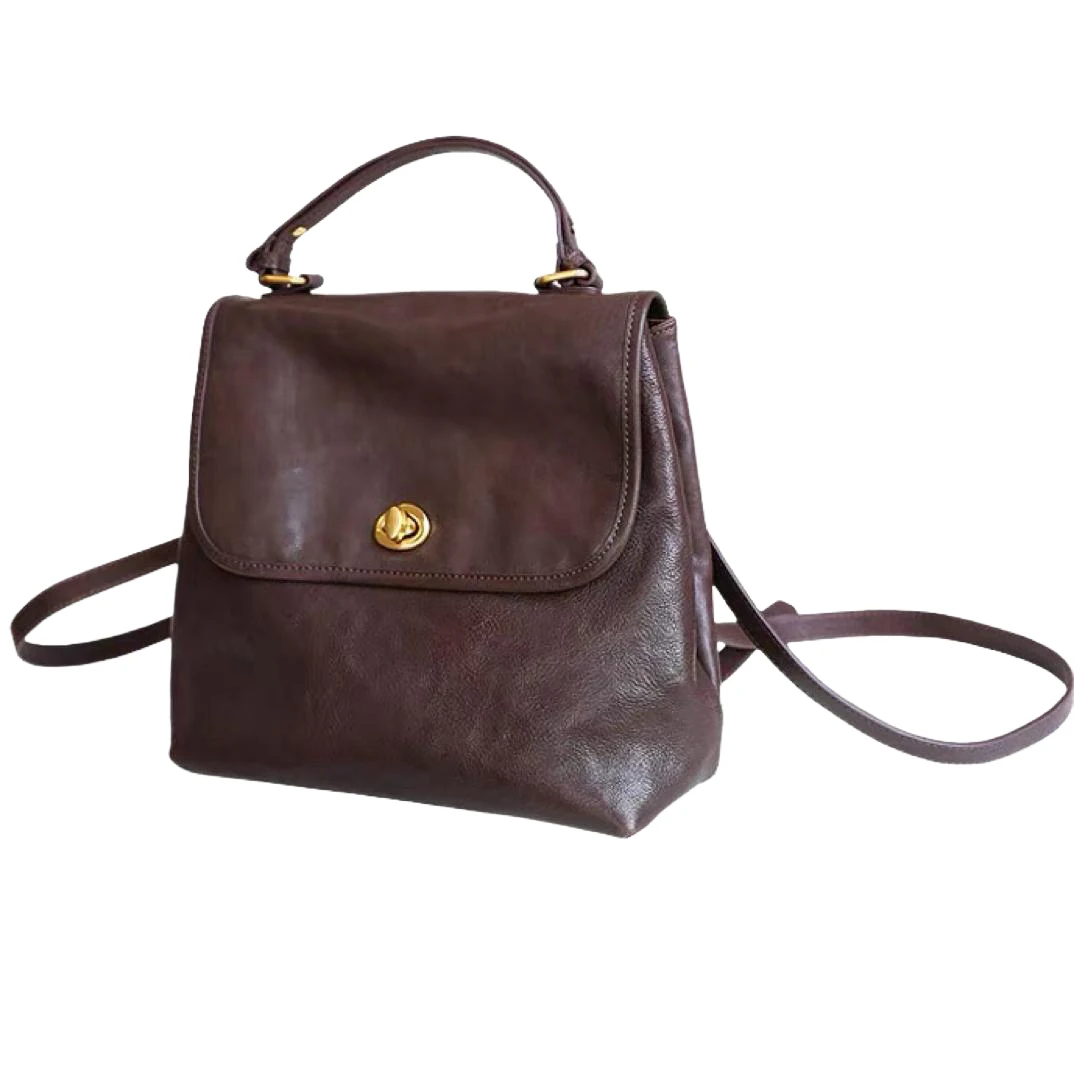 Women's Backpack Minimalist Vegetable Leather Women's Bags Trend Backpack Purse Convertible Shoulder Bags New In Multi-way Bags