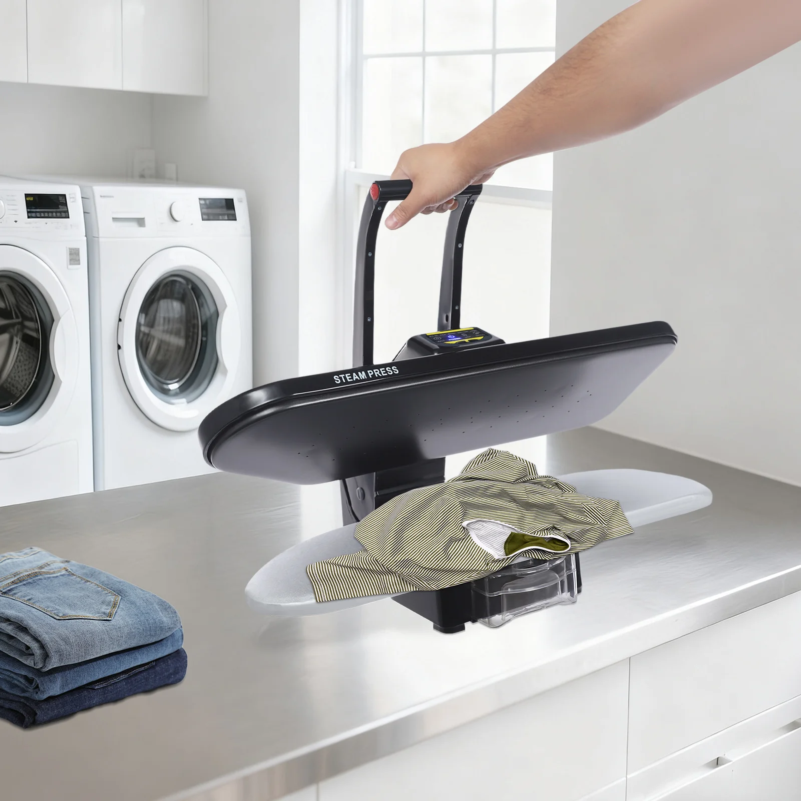 1600W Intelligent Ironing Machine Digital Steam Press, Steaming Iron Touchscreen with Multiple Fabric Settings and Steam Burst