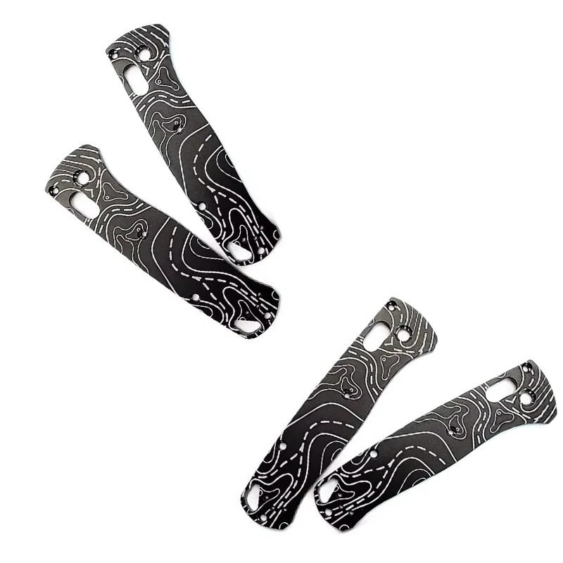 

Oxidation Contour Line Camouflage Knife Aluminum Handle Scales for Benchmade Bugout 535 Knives Making Parts