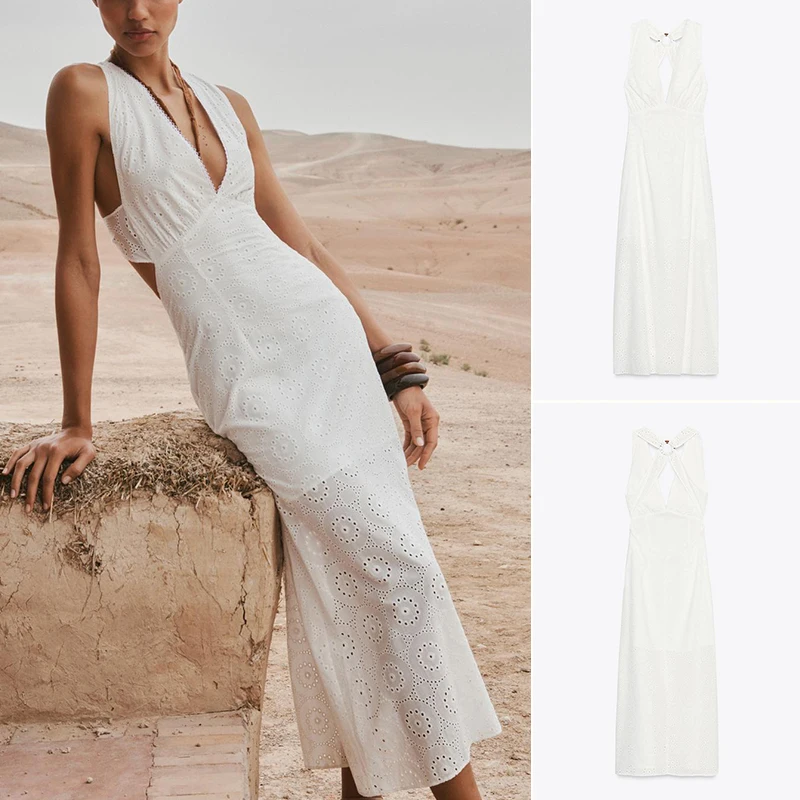 صيف جديد وصول المرأة المطرزة ter Ne ميدي الدكتور شاطئ Vaion Sle تنورة طويلة عالية الخصر لا Sve V-Ne Dr