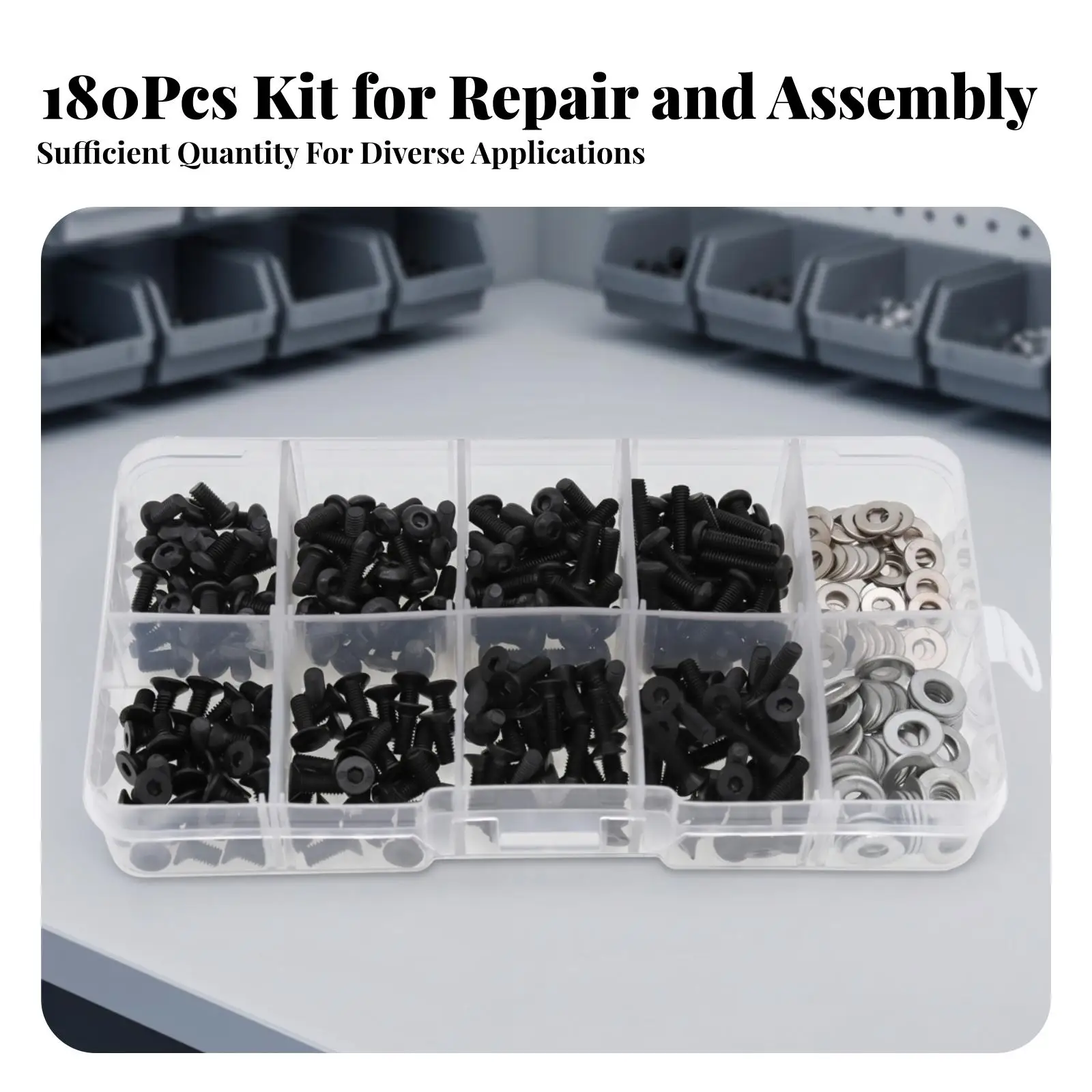 Vehicle Screw Assortment Metal Organizer Box Compartments Screw Kit with Washers Organizer for RC 1 10 Car Repair Bench