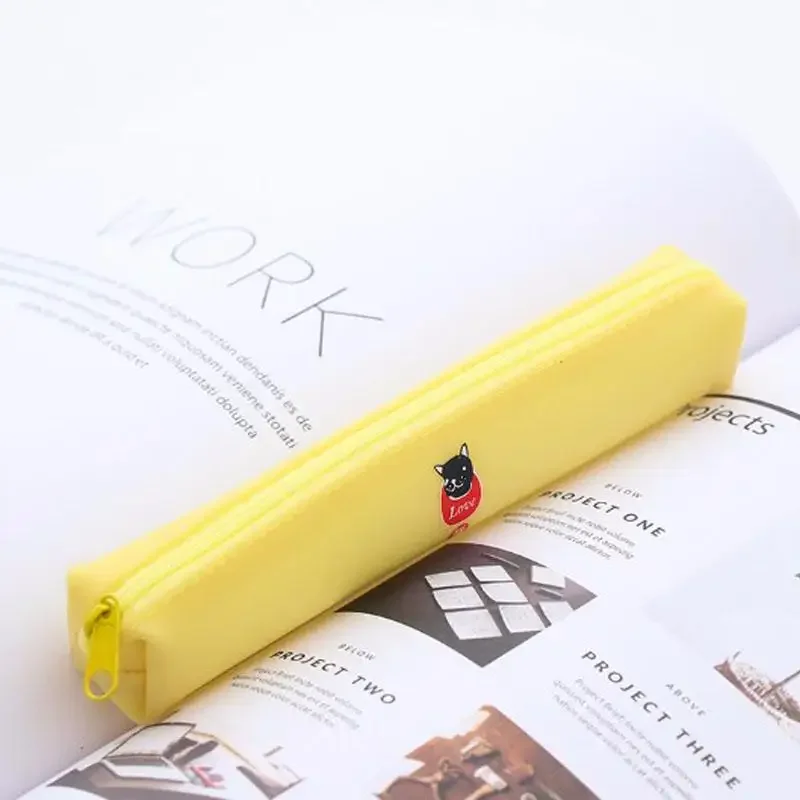 Long Strip Candy Color Dog Pencil Bag, Material de papelaria caso, material escolar, bonito