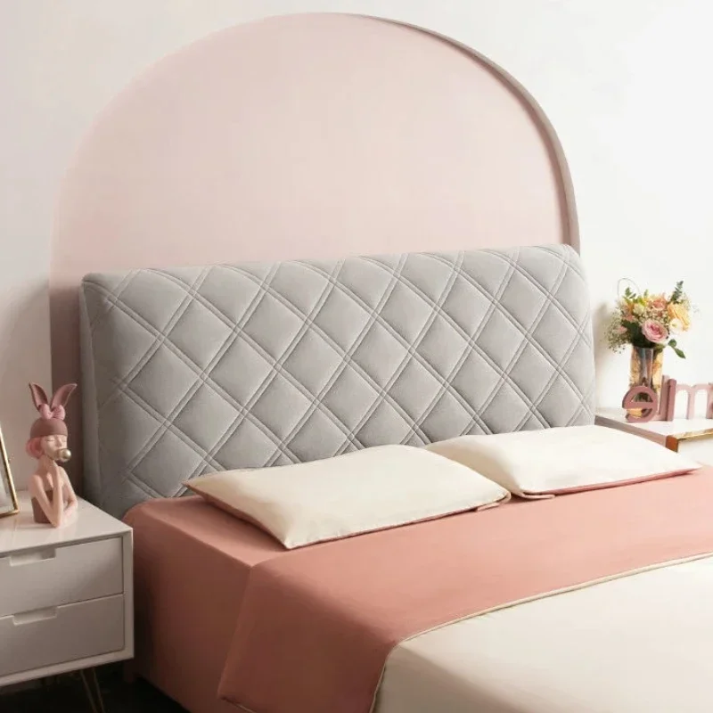 غطاء اللوح الأمامي للسرير المخملي سميك من القطيفة بلون سادة غطاء رأس السرير مرن شامل مضاد للغبار غطاء حماية خلفي للسرير