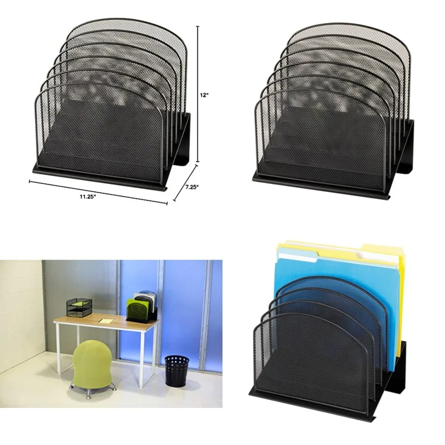 

Onyx Desk Organizer, 5 Tiered Vertical Compartments, Office and Classroom Mailbox, Paper and Mail Sorter, Steel Mesh
