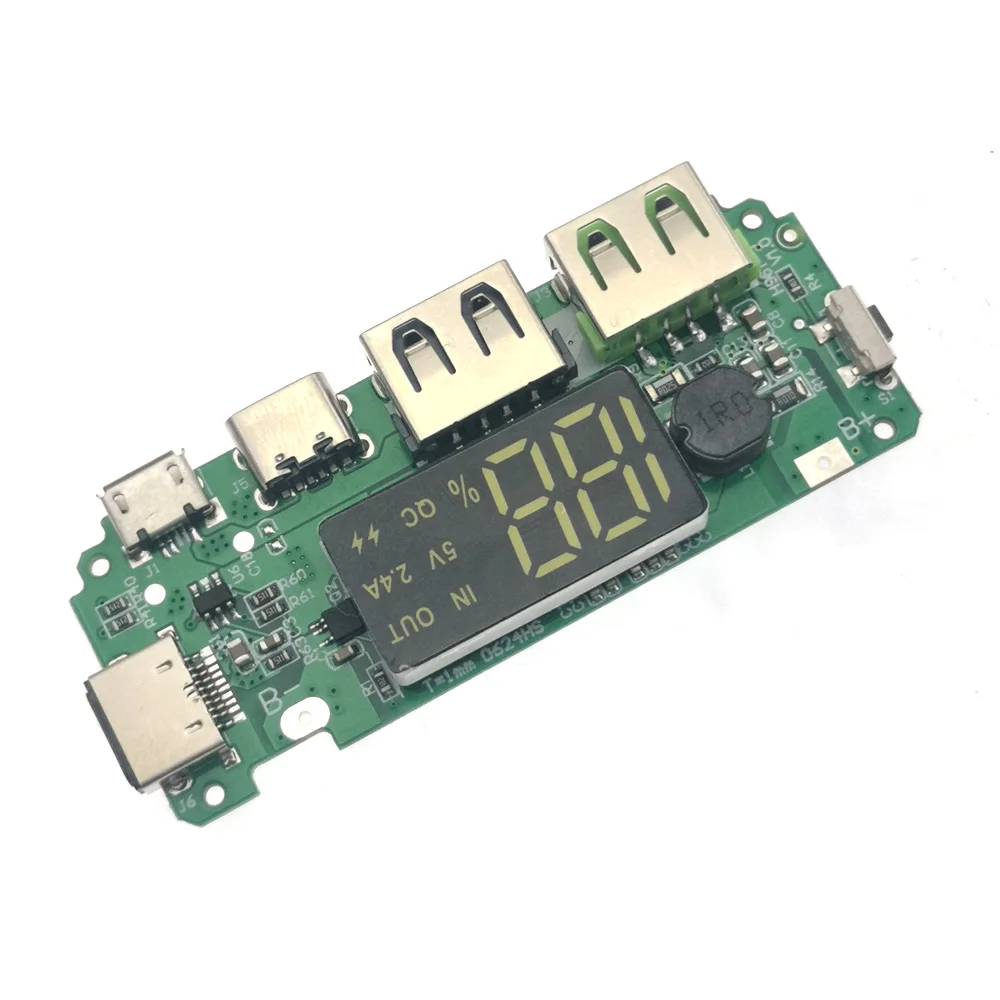 18650 26650 Iithium Battery Digital Display Charging Module 5V 2.4A 2A 1A Dual USB Output Band 3.7V/4.2V Display Booster Module