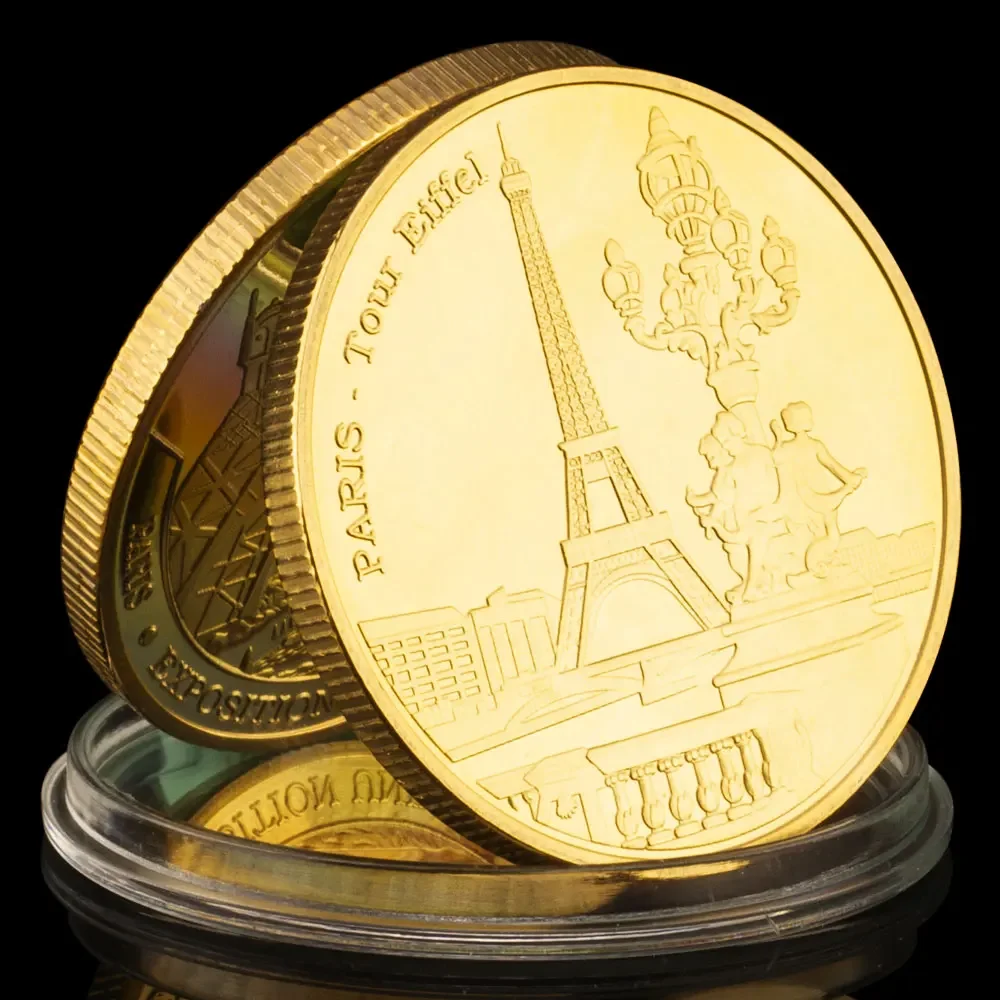 Paris-Tour Eiffel Collectible Gold Plated Souvenir Coin Famous Building Collection Art Commemorative Coin