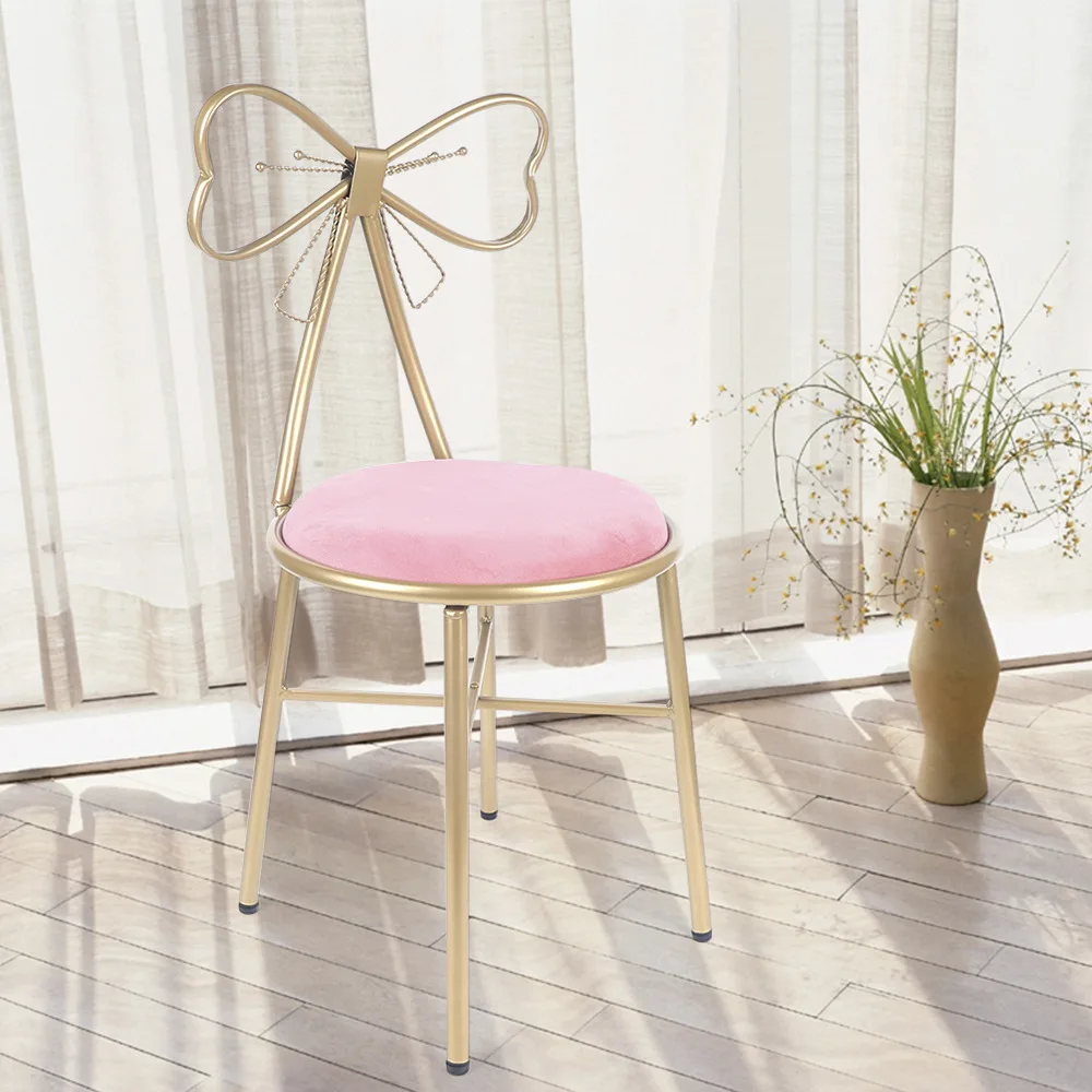 Bymaocar Butterfly Backrest Makeup Chair Vanity Stool Velvet Stool Chair Dirt Resistant with Skin-friendly Cushion Furniture New