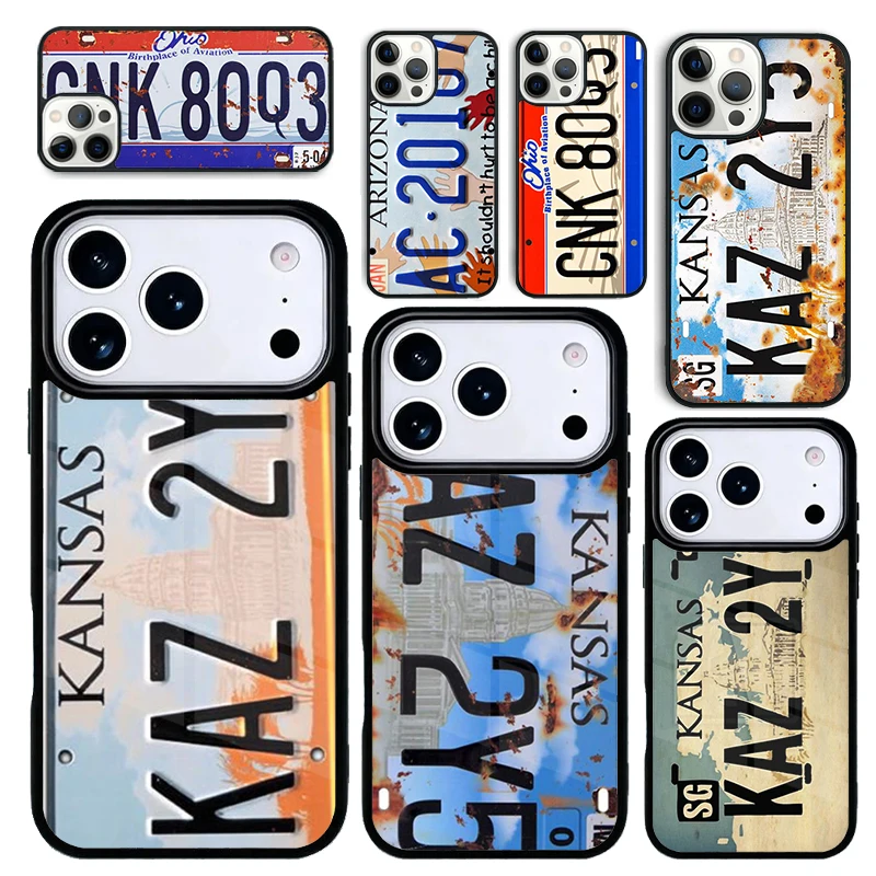 Capa para iPhone 17 Air 16 Pro Max 15 Plus 11 13 Mini 14 12 - Capa Traseira com Design de Placa de Carro Supernatural