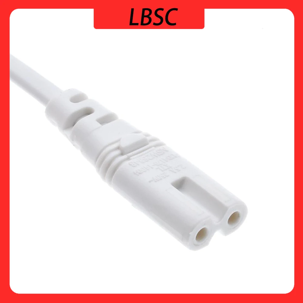 IEC 60320 C8 Plug to C7 Receptacle Male to Female Extension Power Supply Main Adapter Cable White Color