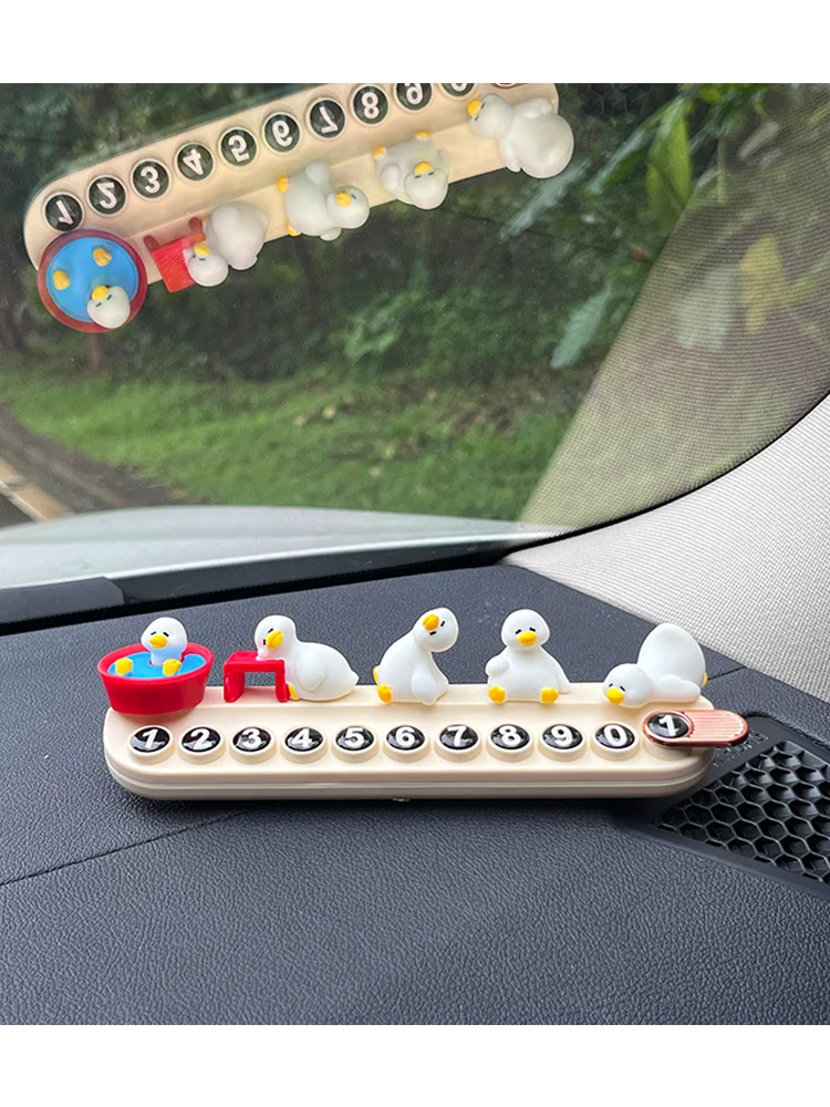 Very Tired Duck Car Temporary Parking Number Plate Can Hide The Number Of Moving License Plate Small White Duck Aroma Decoration