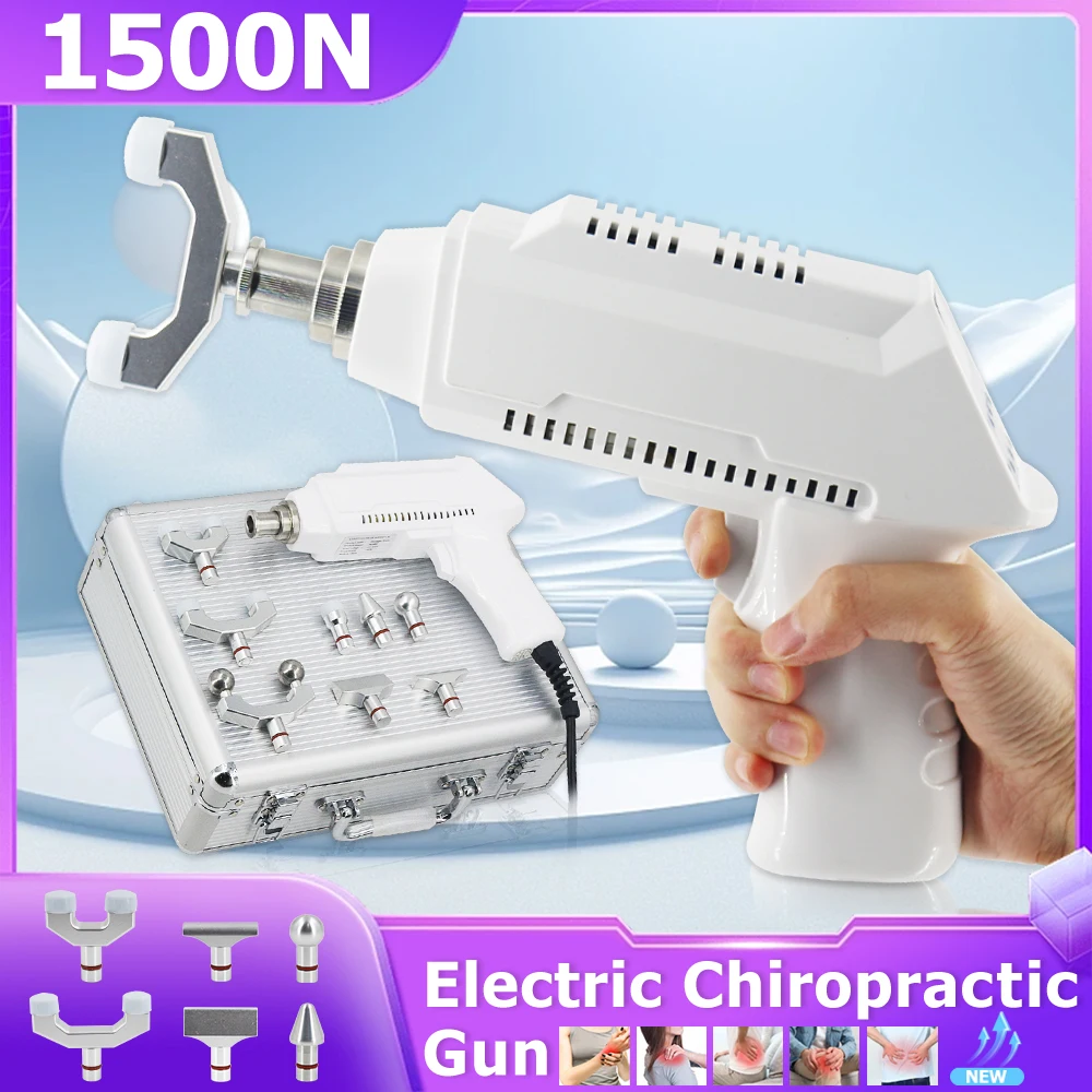 1500N Electric Chiropractic Adjusting Tool Correction Gun Intensity Therapy Instrument Cervical Correction 8 Heads Adjustable Ma