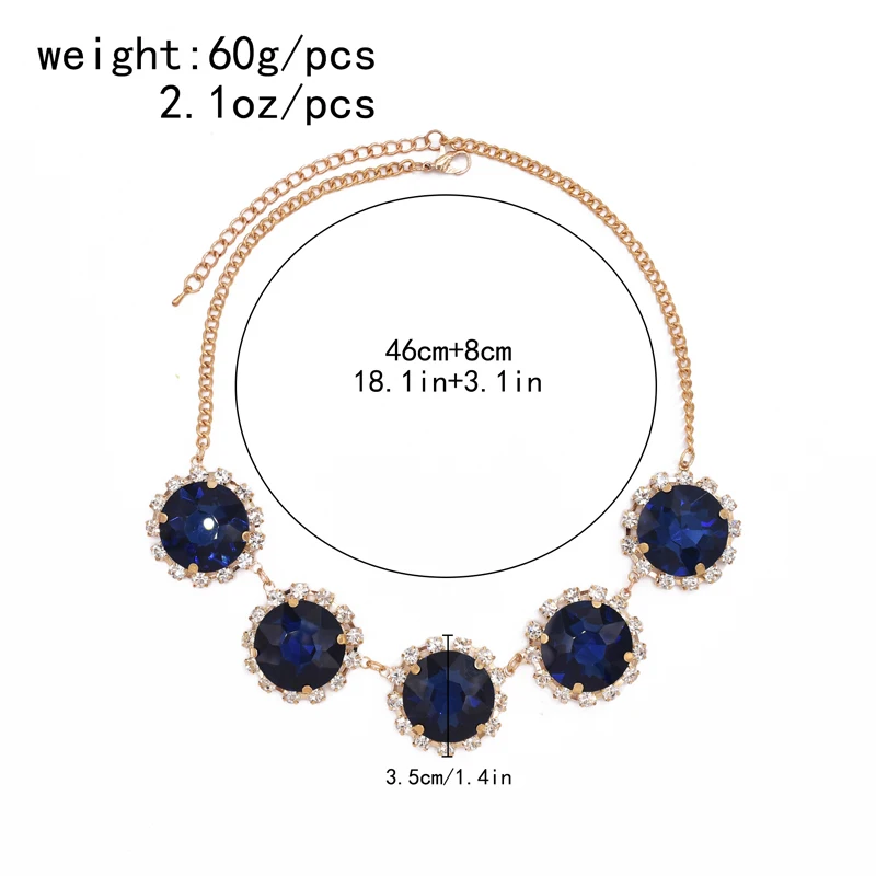 Women Vintage Diamond Inlay Necklace Round Gemstone Senior Gorgeous Elegant Banquet Charm Vogue Jewelry Accessories