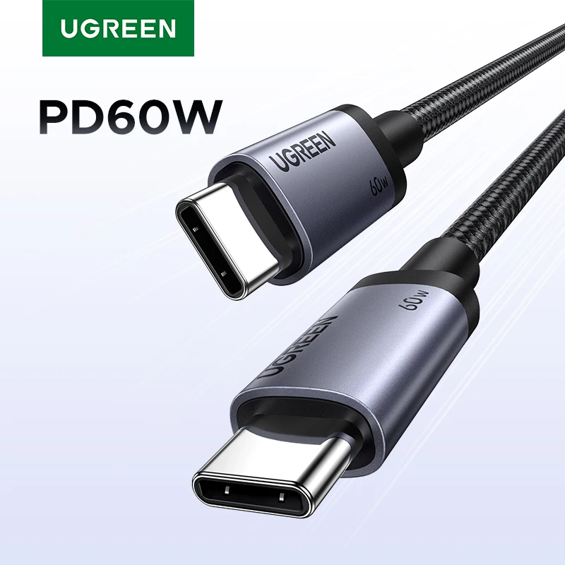 UGREEN PD60W Cable USB-C to USB-C High-Speed Data Sync And Charging Cable Durable Fast Charge Cable for USB-C Devices