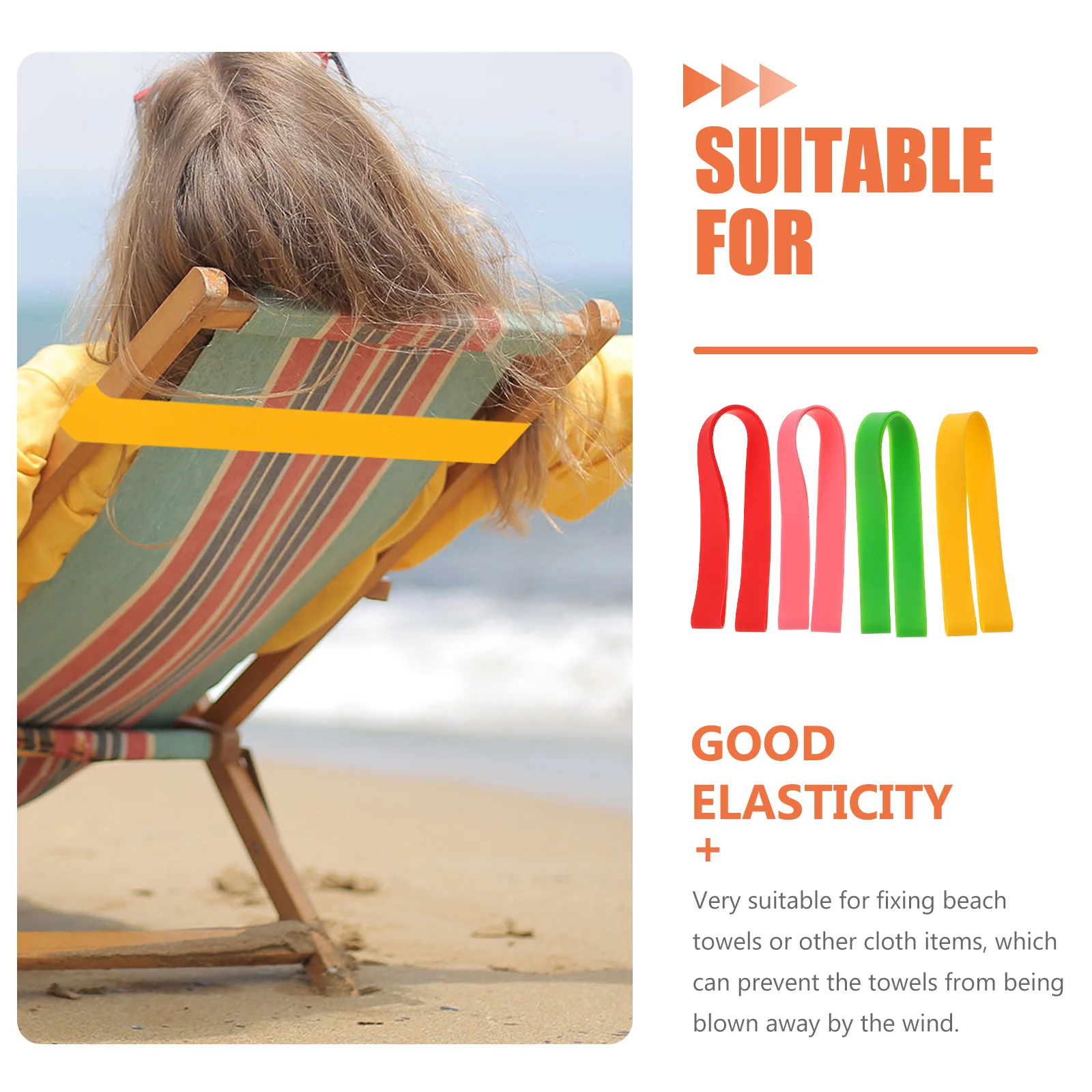 

4pcs Anti-slip Beach Chair Towels Bands Sun Lounger Silicone Fixator Vacation Towel Bands Accessories Mixed Color