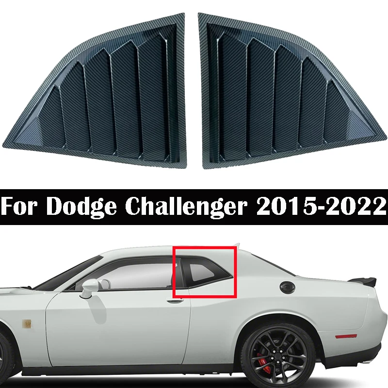 2pcs For Dodge Challenger 2015-2022 Car Rear Window Side Shutter Cover Trim Gloss Black Window Louver Cover Trim