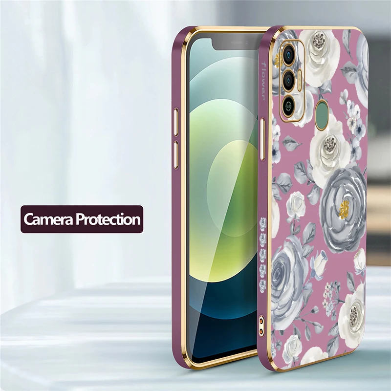 جراب هاتف لهاتف انفينيكس تكنو سبارك 6 Go 2024 2023 2022 2021 20 20C 7 8 10 Pro 8C 7T 5 غطاء سيليكون مطبوع عليه زهور الهواء