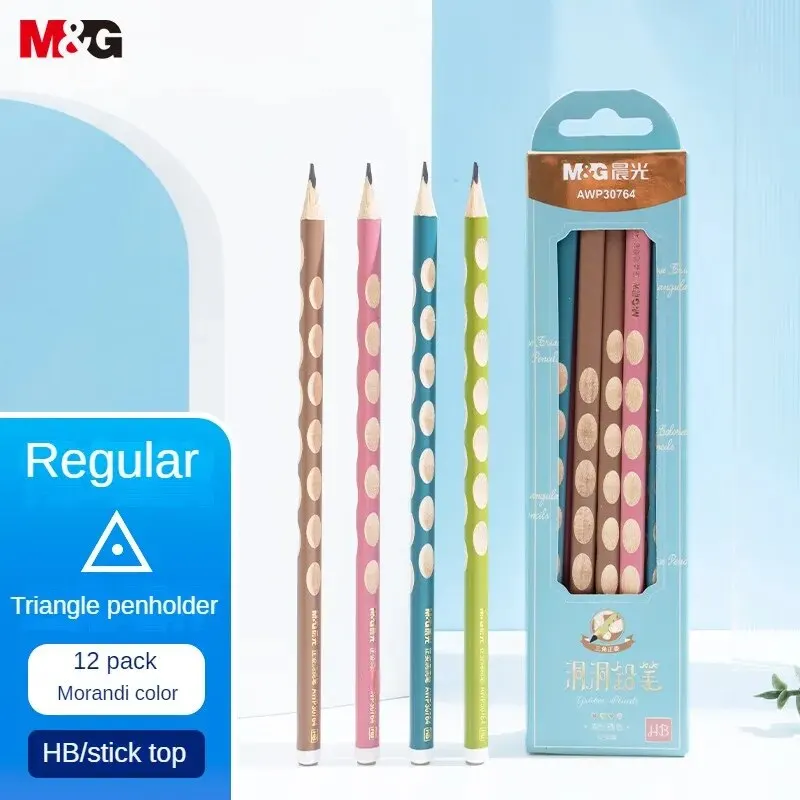 M&G Hole Pencils, Students\' Special Large Triangle Pole Posture Pencils 12 Pcs/box