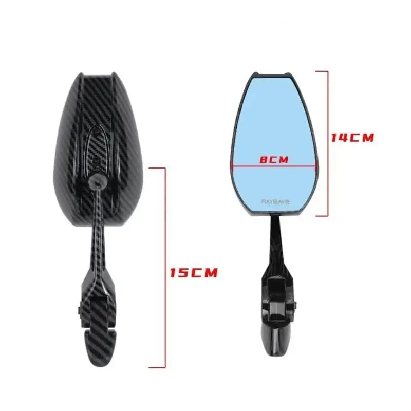 NewMotorcycle Rearview Mirrors Carbon Fiber Pattern Anti Glare Blue Glass For Most Sport Street Bikes With Installation Kits