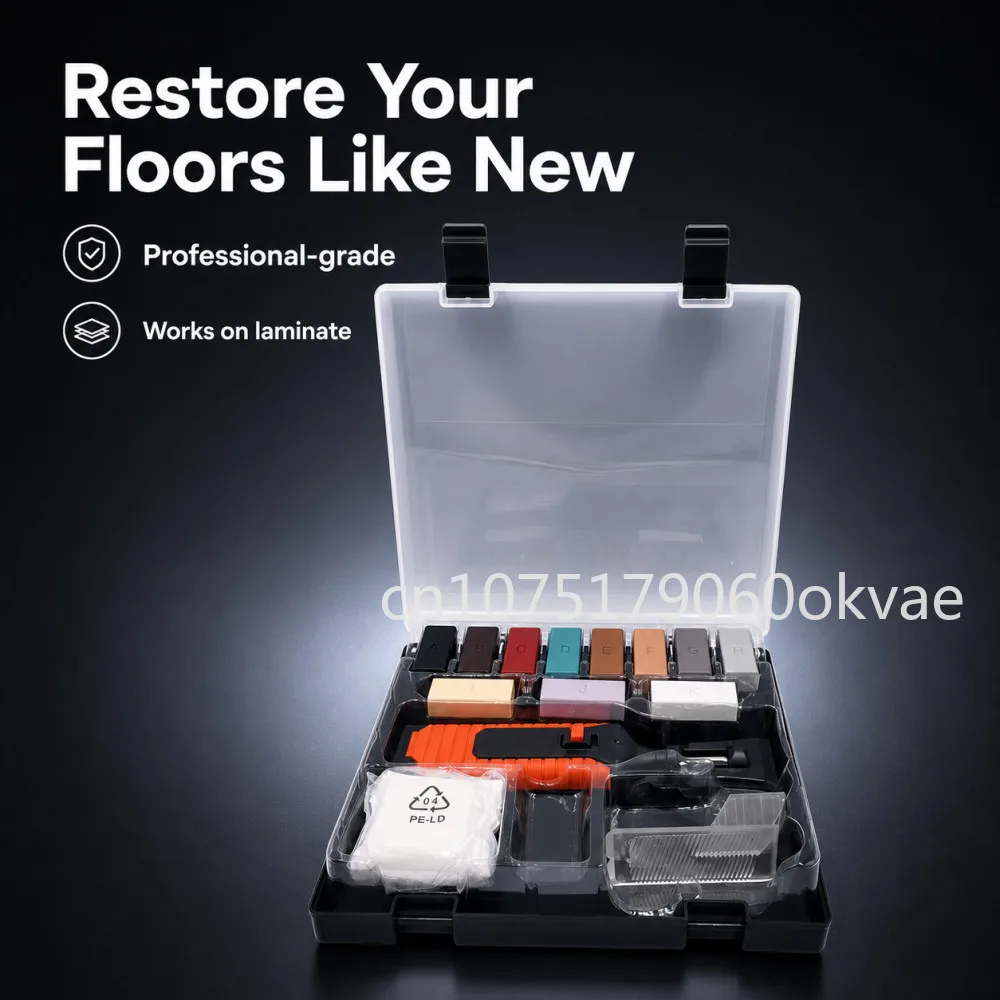 Floor Scratch Repair Kit Professional Laminate Flooring Fix Tool Set with Heating Wax Melting Pen 11 Colors