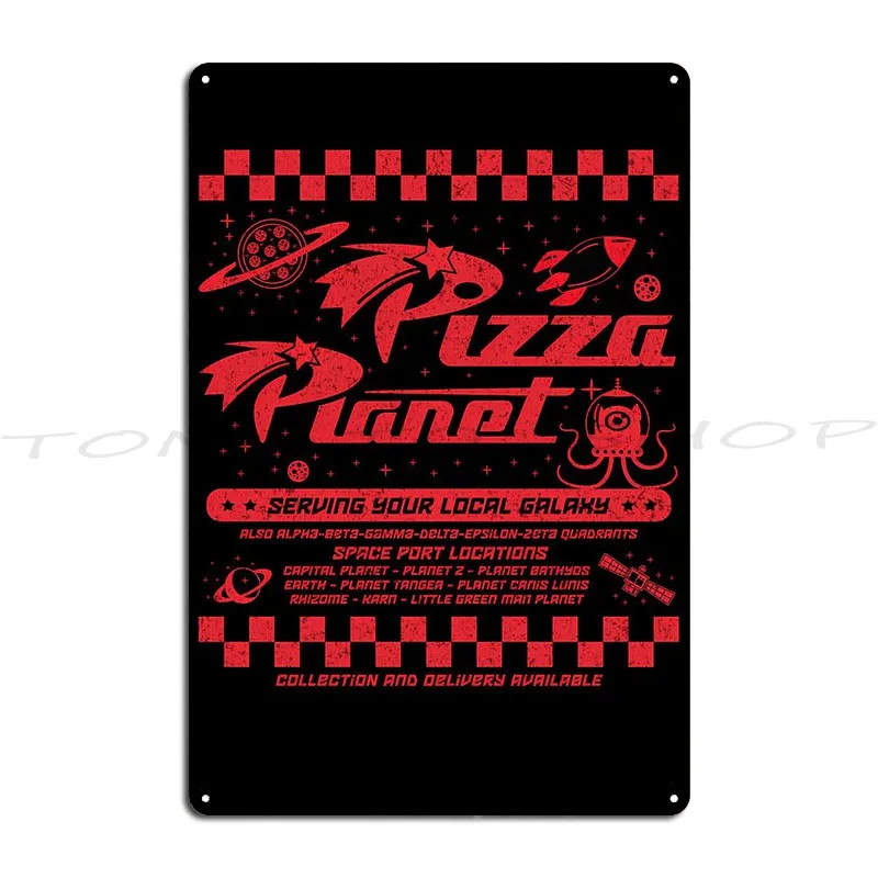 Red Space Delivery Pizza Planet Metal Sign Cinema Living Room Garage Club Wall Decor Print Tin Sign Poster