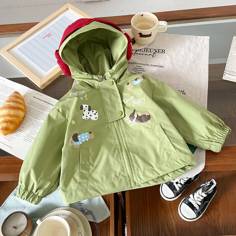 

2025 Autumn Baby Boy Jacket Cartoon Printed Zipper Toddler Boys Hooded Coats Long Sleeves Fashion Loose Kids Baby Boy Outerwear
