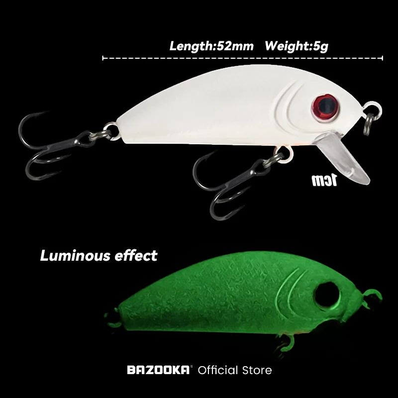 Bazooka 50mm 5g galleggiante Jerkbait Mini Topwater Minnow richiamo di Pesca esche dure Swimbait affondamento spigola luccio Pesca persico inverno