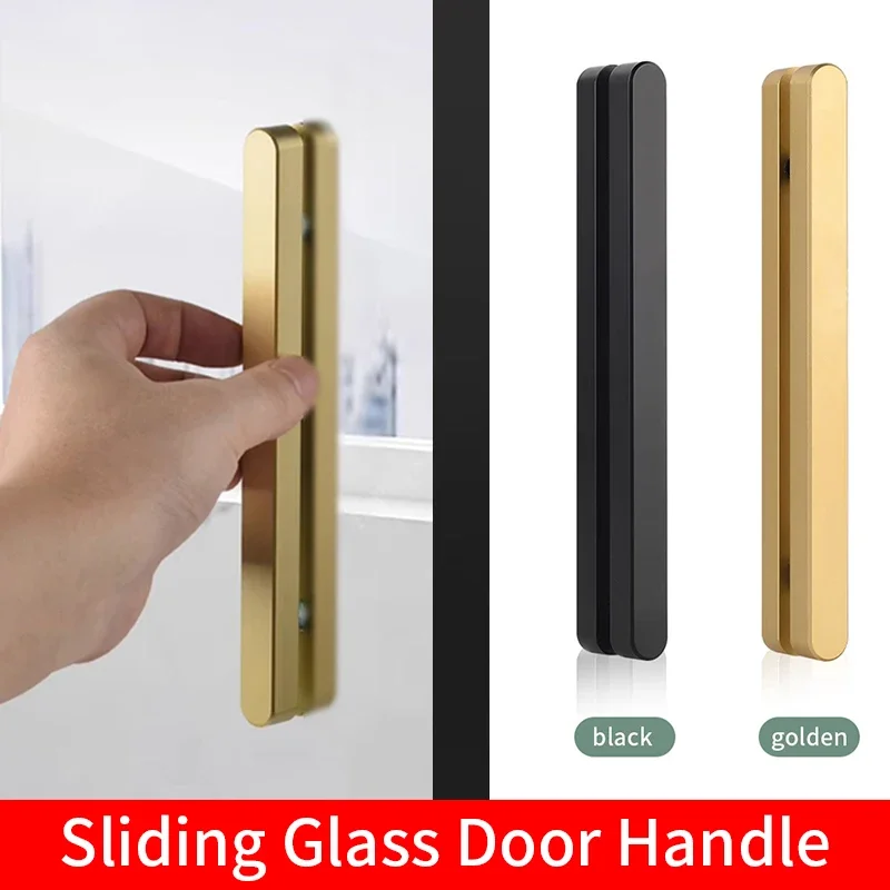 

No punch paste very narrow glass sliding door small handle balcony shower room handle sliding door bar handle pocket handles