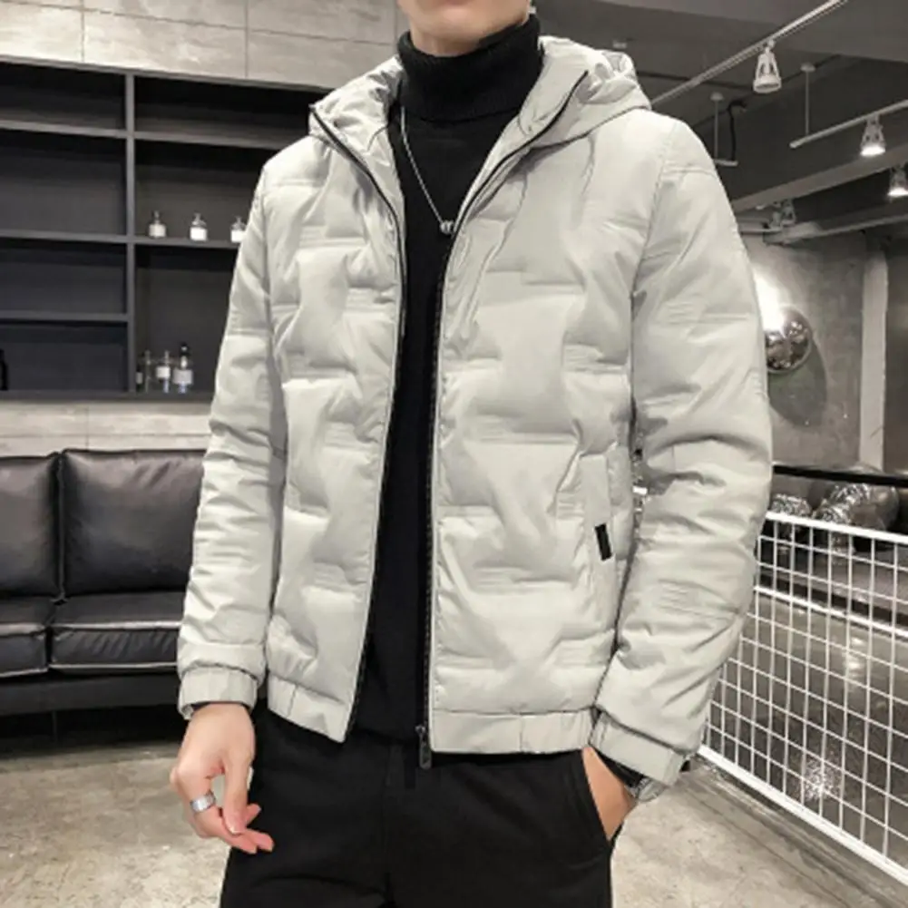 Men Outerwear  Stylish Elastic Cuff Zipper Bomber Jacket  Winter Male Jacket