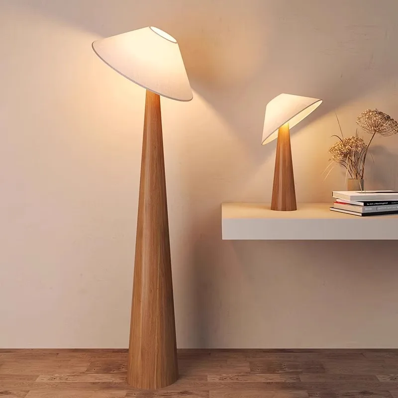 

Medieval floor lamp living room log wind Japanese style bedroom study Chinese style homestay zen tea room imitation wood vertica