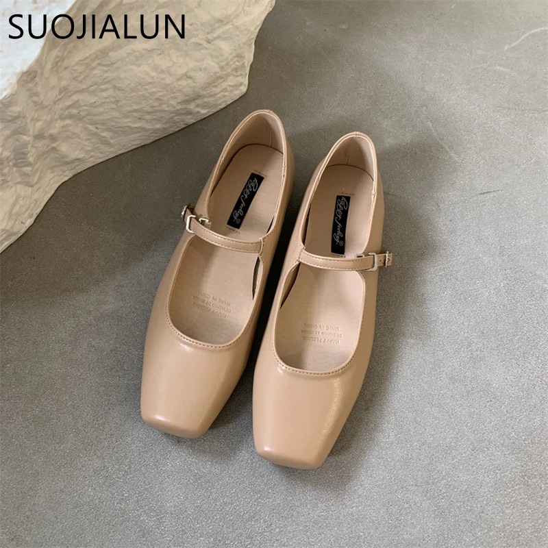 2024 Summer New Brand Women Flats Fashion Square Toe Shallow Mary Jane Shoes Soft Casual Ballet Shoes Slingback Shoes