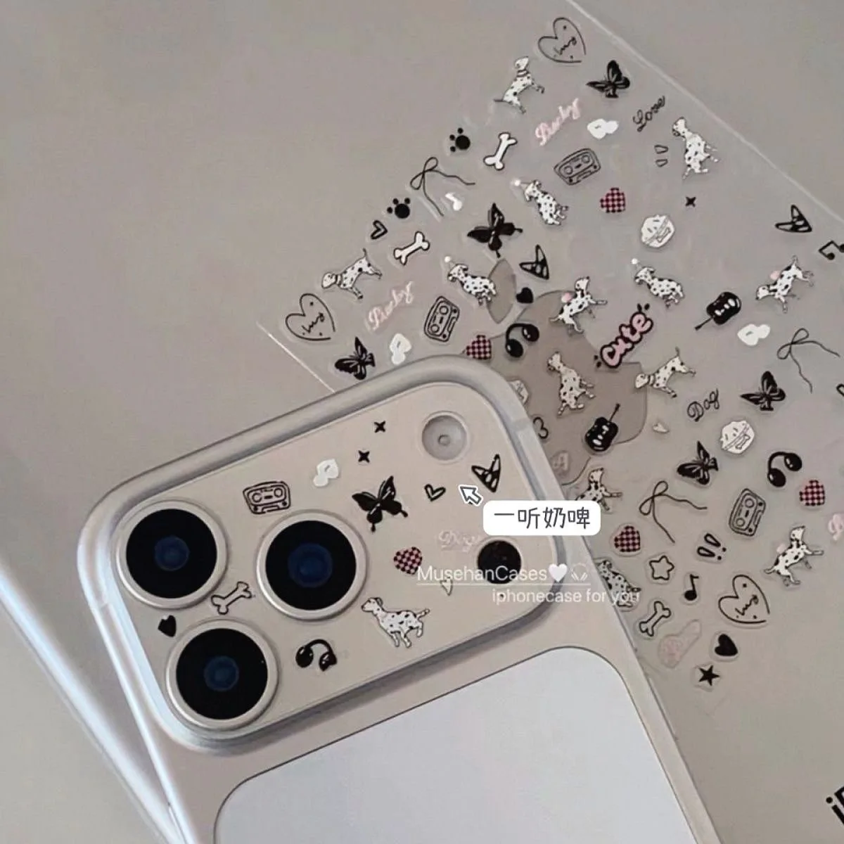 

5pcs for IPhone 17 Sticker Lens Korean Ins Cute Cartoon Illustration Nail Stickers Customized DIY Phone Camera Stickers