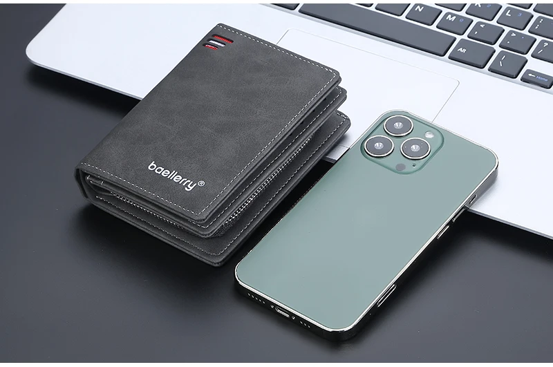 Brand Men PU Leather Short Wallet With Zipper Coin Pocket Vintage Big Capacity Male Short Money Purse Card Holder New