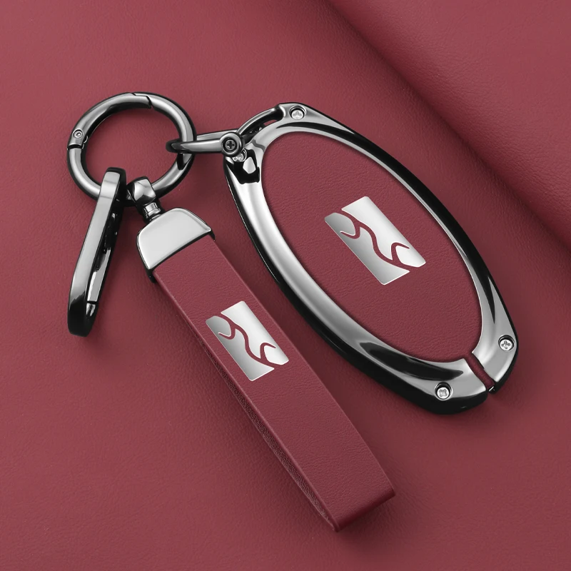 حافظة مفاتيح السيارة الجلدية المصنوعة من سبائك الزنك BYD حافظة مفاتيح السيارة الذكية عن بعد U8 U9 حافظة واقية لمفتاح السيارة