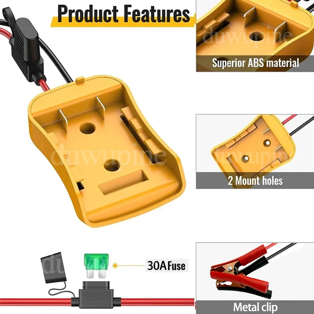 Car Emergency Power DIY Adapter Automotive 30A Fuse Igniter Jump Starter for Makita for Milwaukee for Dewalt 18V Li-ion  Battery