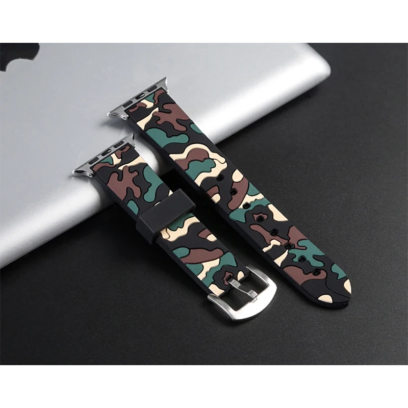 Camouflag Silicone Strap For Apple Watch 46mm 42mm 41mm 45mm 38mm 40mm 44mm Sport Band For iWatch 11 10 9 8 SE3 Ultra 3 2 1 49mm
