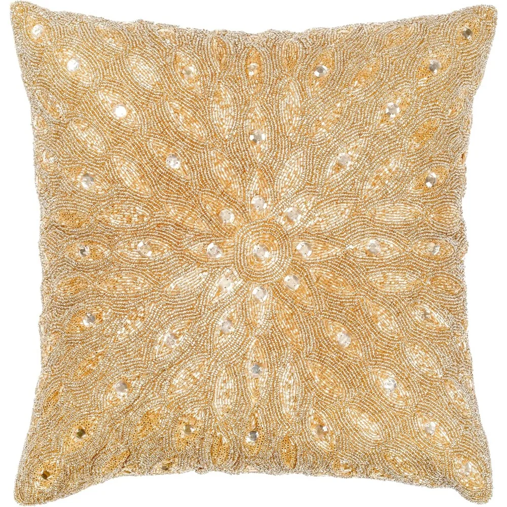 

Элегантная наволочка с золотыми бусинами, 16x16 дюймов, декоративная подушка для дивана, дивана, кровати и гостиной
