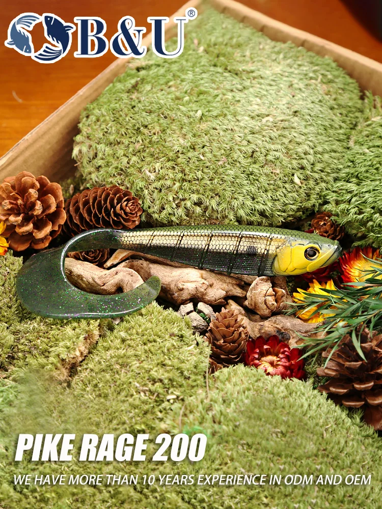 B&U 20cm Lockiger Schwanz Weicher Angelköder Großer Swimbait Grub-Köder für Hecht Musky Muskie Raubfisch-Angeln